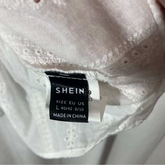 Crispy white eyelet top peplum size L feminine lightweight summer girly beachy - Picture 6 of 8